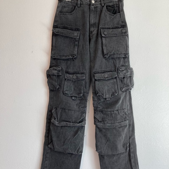 LUXE TO KILL Black Denim Cargo Pants - Picture 4 of 10